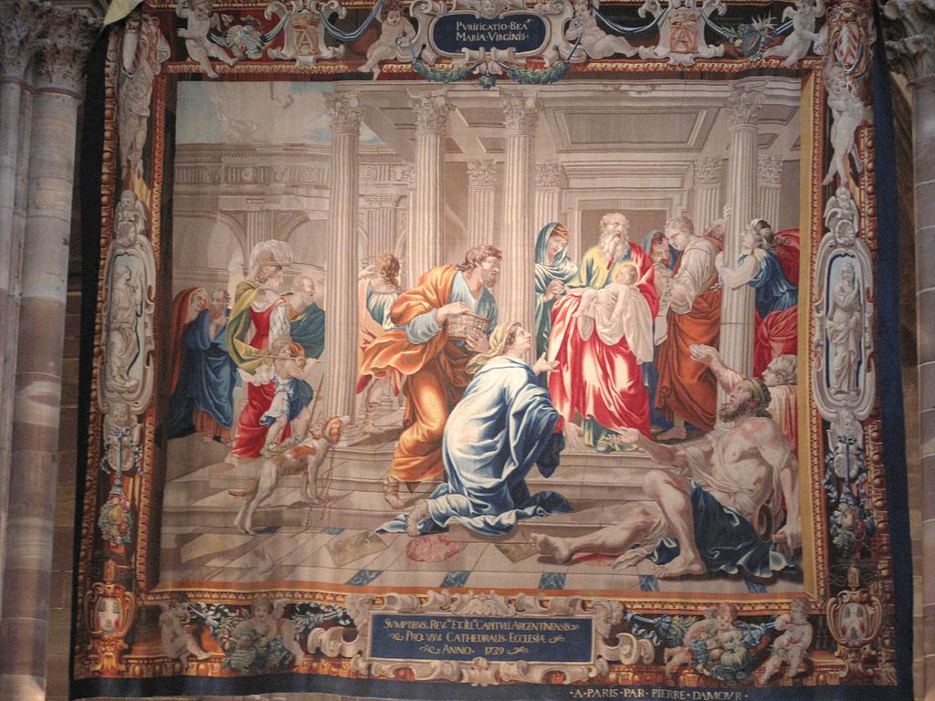 A tapestry from Strasbourg depicting the Purification of the Virgin Mary and the Presentation of Jesus at the Temple